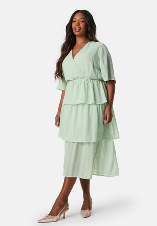 Butterfly Sleeve Flounce Dress