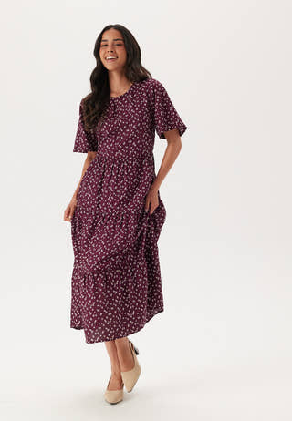 Butterfly Sleeve Viscose Midi Dress