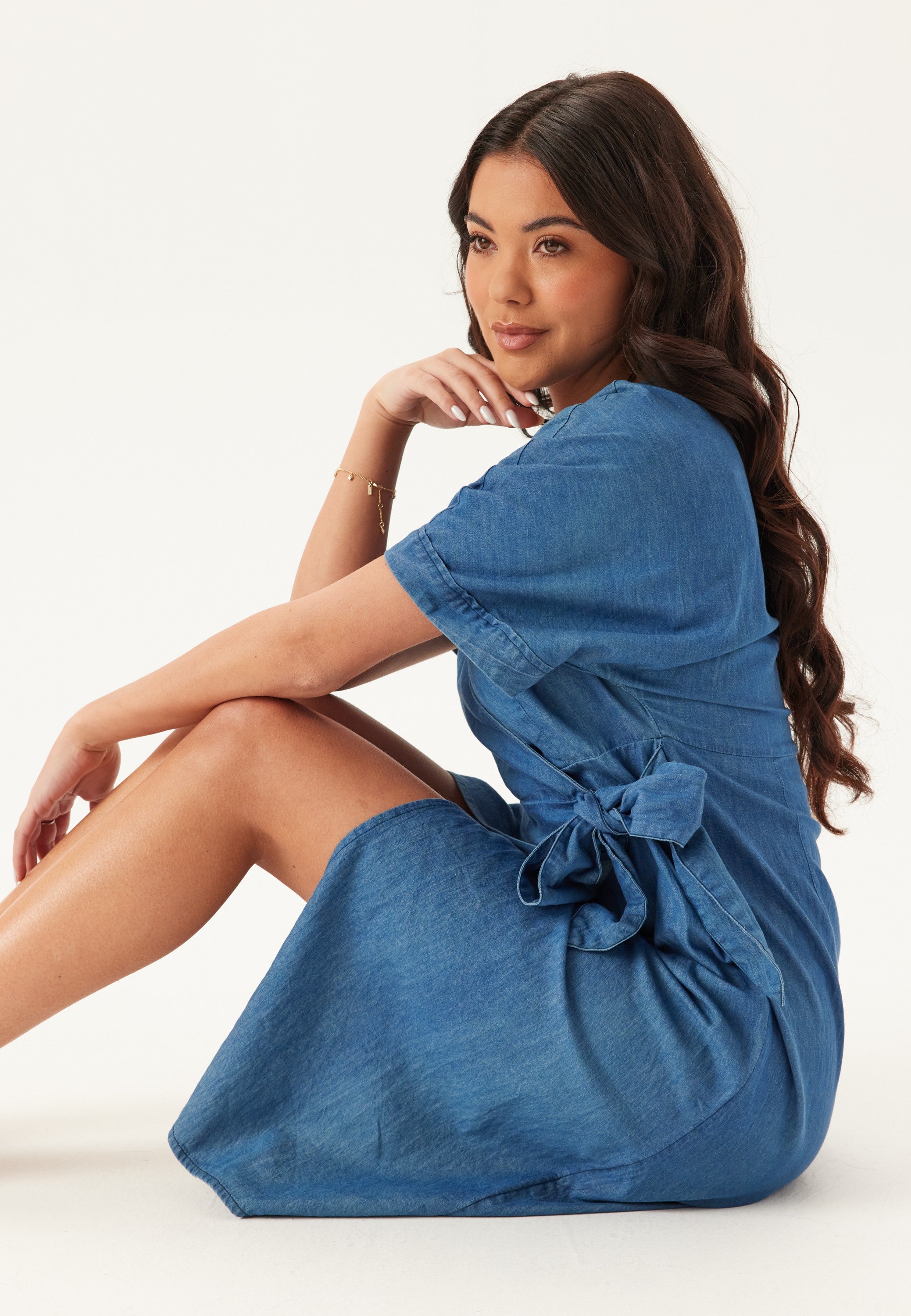 Happy holly Denim Wrap Dress Blue Blue Happy holly Denim Wrap Dress Blue Blue
