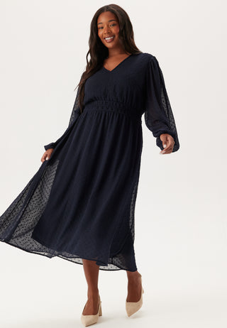 Dobby Dot Smock Midi Dress