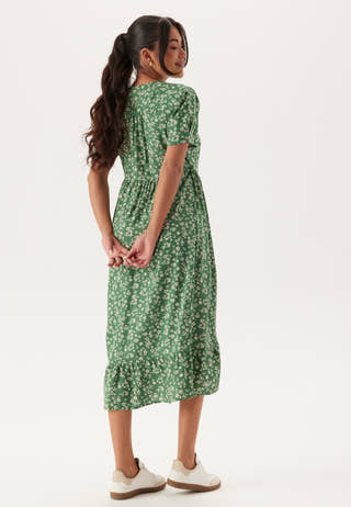 Evie Puff Sleeve Midi Wrap Dress
