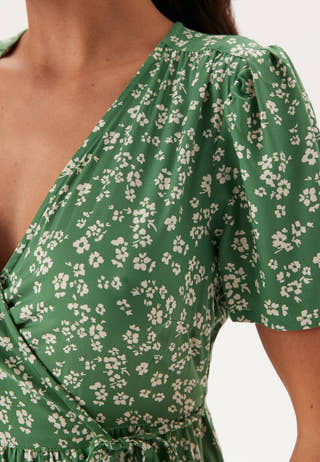 Evie Puff Sleeve Midi Wrap Dress
