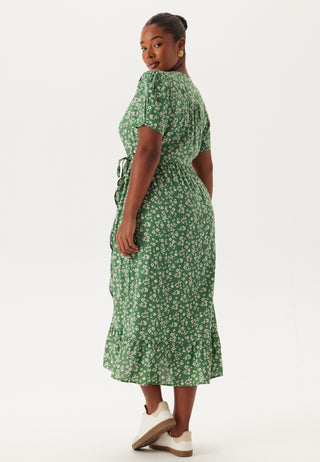 Evie Puff Sleeve Midi Wrap Dress