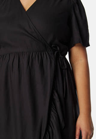 Evie Puff Sleeve Midi Wrap Dress