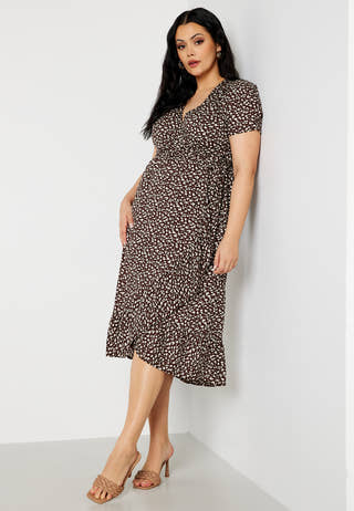Evie puff sleeve wrap dress