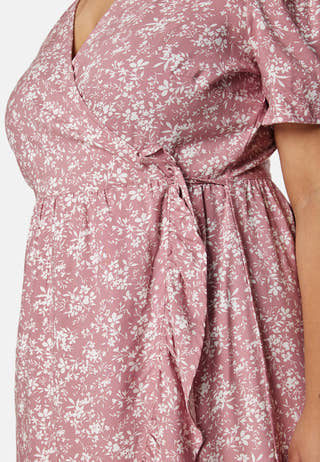 Evie Puff Sleeve Midi Wrap Dress