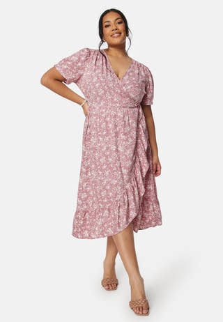 Evie Puff Sleeve Midi Wrap Dress