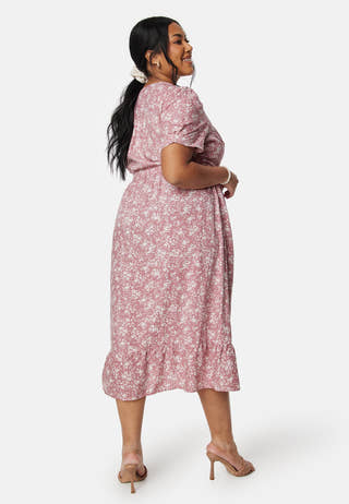 Evie Puff Sleeve Midi Wrap Dress