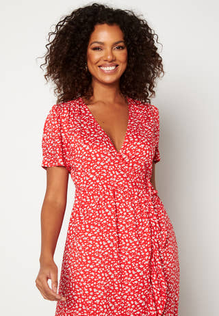 Evie puff sleeve wrap dress