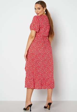Evie puff sleeve wrap dress