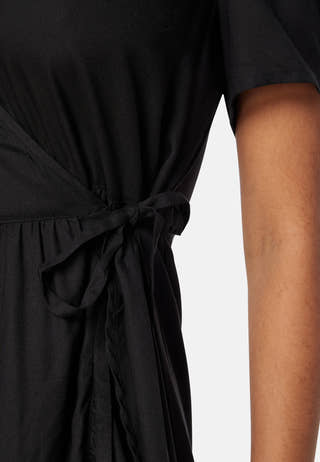 Evie Puff Sleeve Midi Wrap Dress