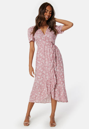 Evie Puff Sleeve Midi Wrap Dress