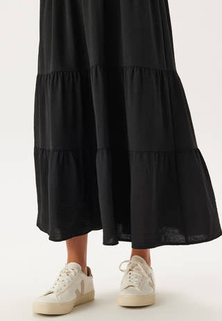 Frill Neck Tiered Maxi Dress