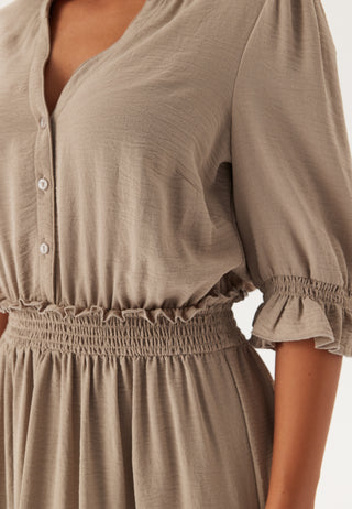 Frill Neck Tiered Maxi Dress