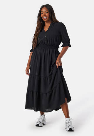 Frill Neck Tiered Maxi Dress
