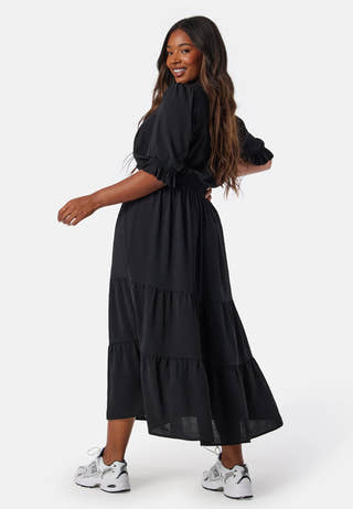 Frill Neck Tiered Maxi Dress
