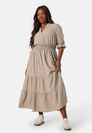 Frill Neck Tiered Maxi Dress