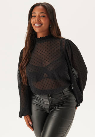 High Neck Dobby Blouse