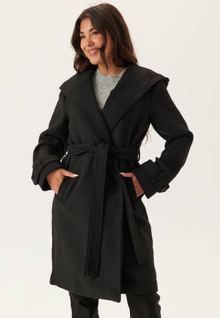 Hooded Wool Mix Coat