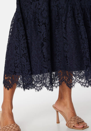 V-neck Lace Midi Dress
