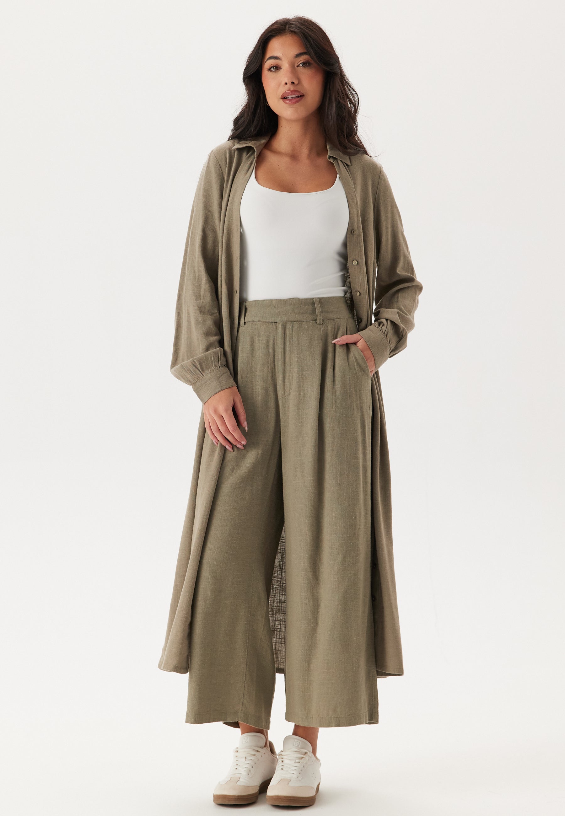 Happy holly Linen Shirt Dress + SIZES Green Happy holly Linen Shirt Dress + SIZES Green