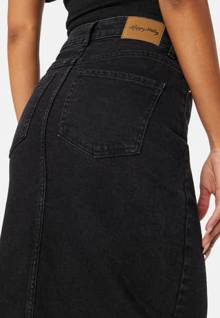 Denim Midi Slit Skirt