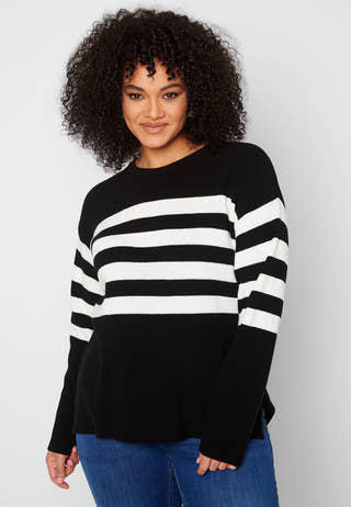 Striped O-neck  Knitted Sweater