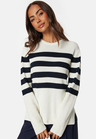 Striped O-neck  Knitted Sweater