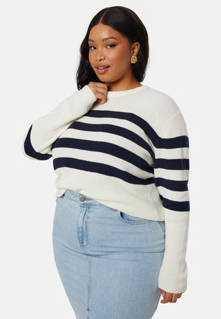 Striped O-neck  Knitted Sweater