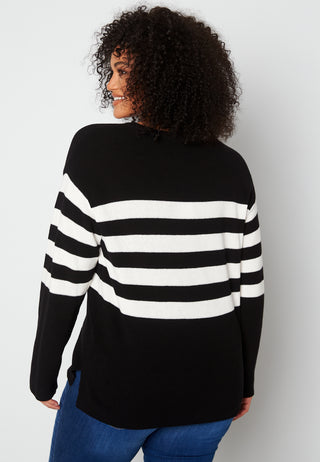 Striped O-neck  Knitted Sweater