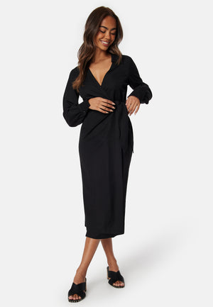 Soft Wrap Midi Shirt Dress