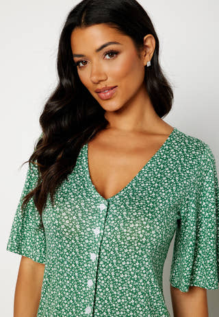 Malini button frill dress
