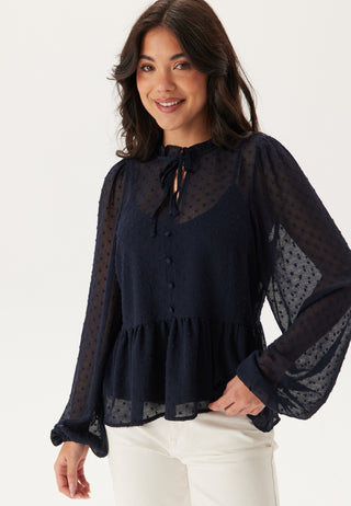 Peplum Dobby Dot Blouse