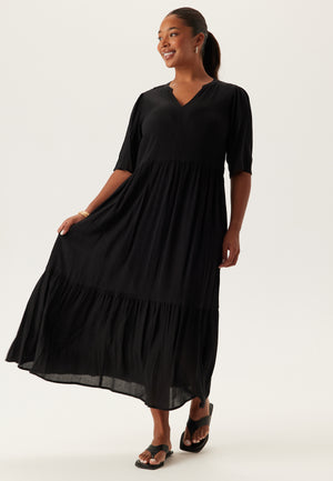 Puff Sleeve Viscose Dress