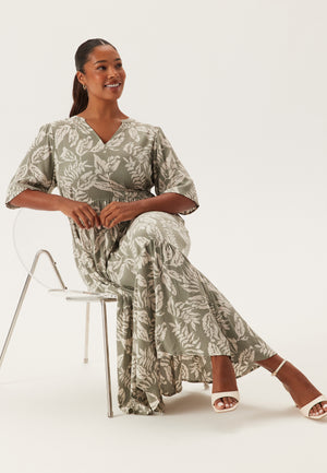 Puff Sleeve Viscose Dress