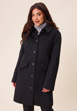 Straight Wool Blend Coat