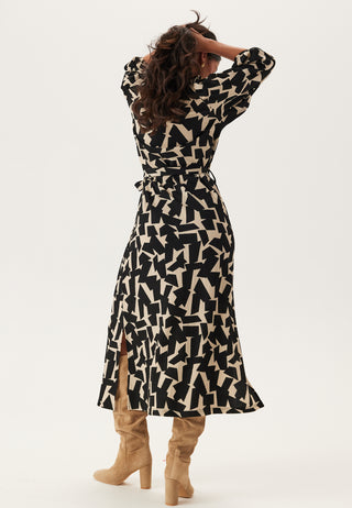 Structured Puff Sleeve Midi Dress
