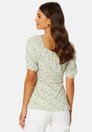 Ruched Short Sleeve Tie Top