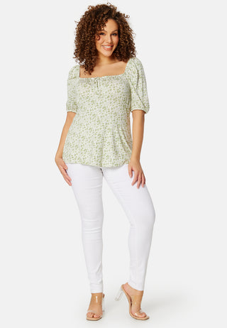 Ruched Short Sleeve Tie Top