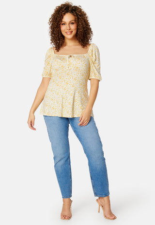 Ruched Short Sleeve Tie Top