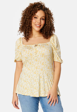 Ruched Short Sleeve Tie Top