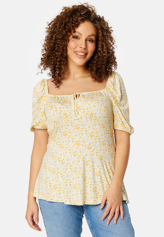 Ruched Short Sleeve Tie Top