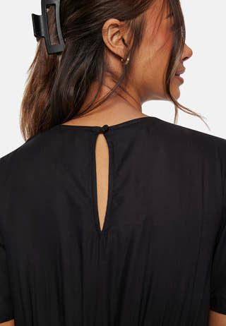 Butterfly Sleeve Viscose Midi Dress