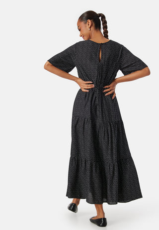 Butterfly Sleeve Viscose Midi Dress