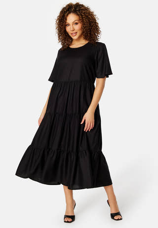 Butterfly Sleeve Viscose Midi Dress