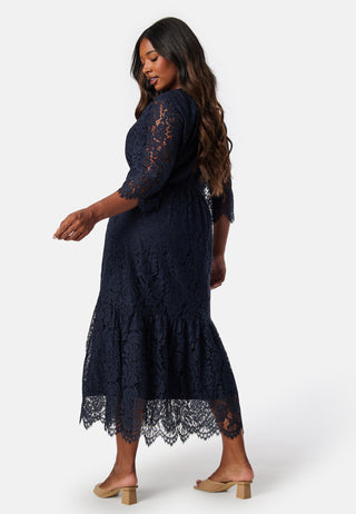 V-neck Lace Midi Dress