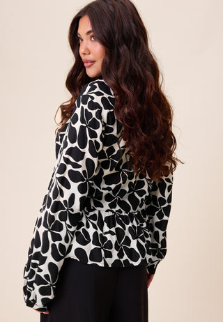 V-neck Peplum Viscose Blouse