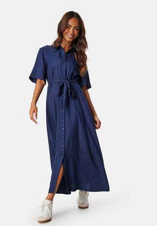 Viscose Belted Shirt Dress