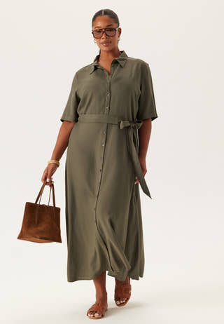 Viscose Belted Shirt Dress