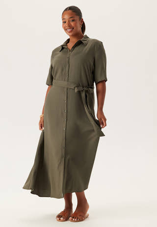 Viscose Belted Shirt Dress